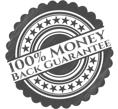 100% Money Back Guarantee with pencil strokes