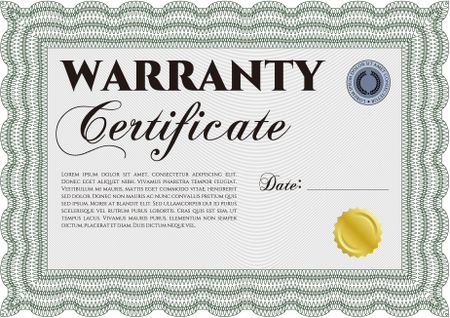 Warranty template. Cordial design. With background. Customizable, Easy to edit and change colors. 