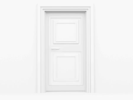 illustration of a single white door closed