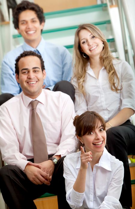 group of businesspeople smiling at the office