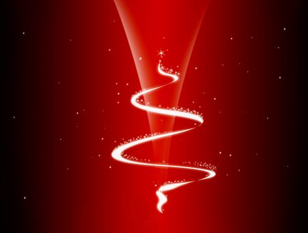 Illustration in red, white and black of a christmas tree background