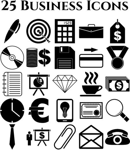 Set of 25 business icons. Universal Modern Icons.