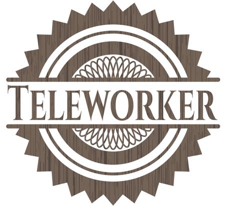 Teleworker retro wood emblem