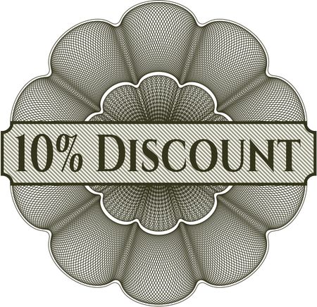 10% Discount written inside abstract linear rosette