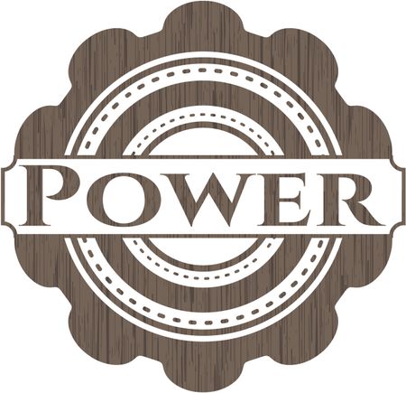 Power badge with wood background