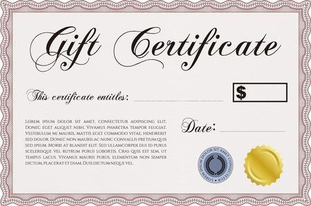Retro Gift Certificate template. Artistry design. Border, frame. With complex linear background. 