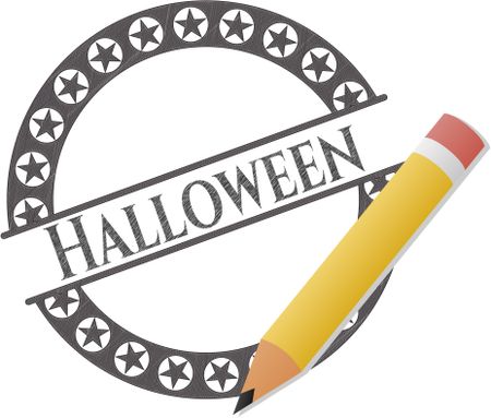 Halloween pencil strokes emblem