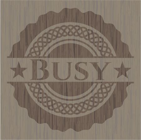 Busy wooden emblem. Retro