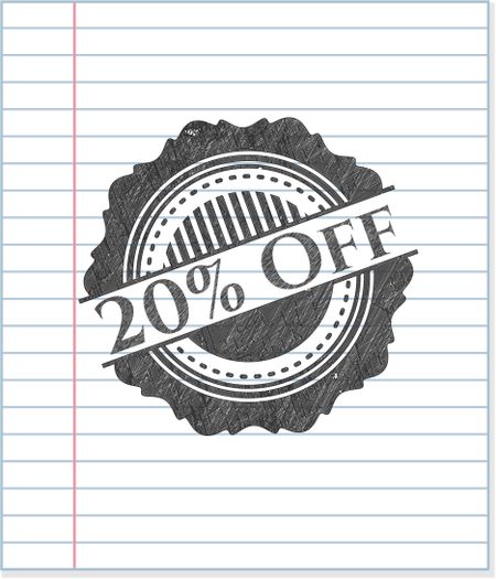20% Off draw with pencil effect