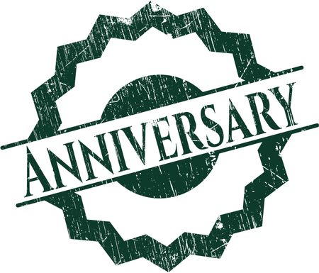 Anniversary rubber seal with grunge texture