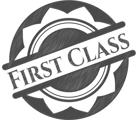 First Class drawn in pencil