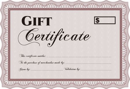 Retro Gift Certificate template. With complex linear background. Vector illustration. Artistry design. 