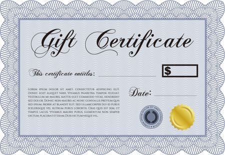 Gift certificate. Detailed. Easy to print. Nice design.