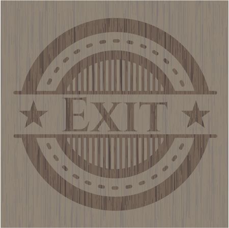 Exit wood icon or emblem