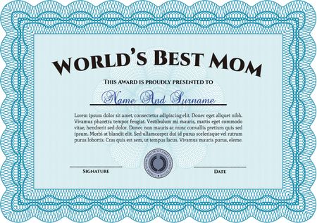 World's Best Mother Award. Detailed. Easy to print. Nice design. 