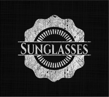 Sunglasses chalk emblem, retro style, chalk or chalkboard texture