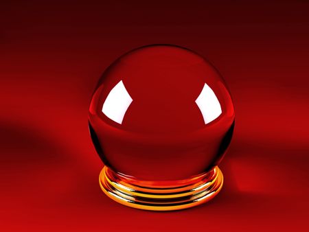 Magic crystal ball over a red background