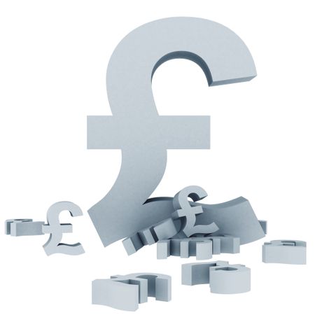 Silver pound symbols isolated over a white background