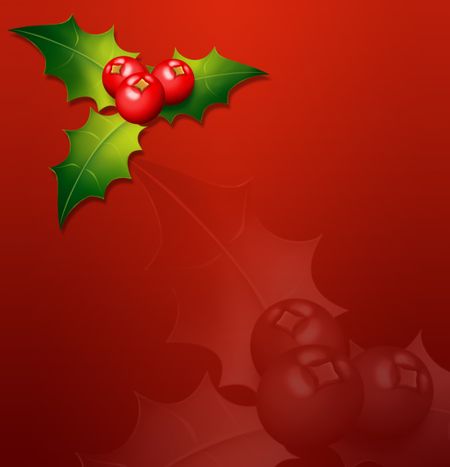 Christmas illustration on red that can be used as background