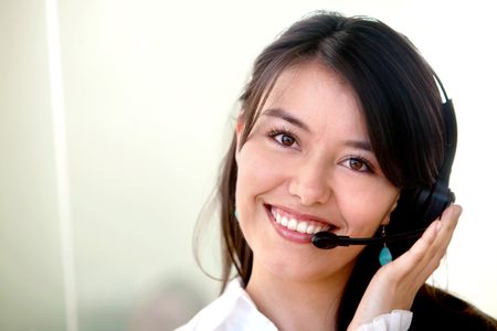beautiful customer services girl smiling at the office