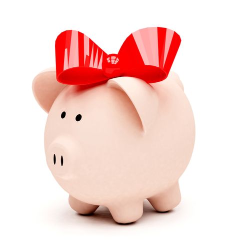 Female piggybank isolated over a white background