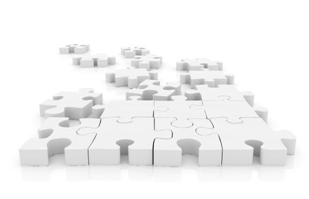 Pieces of a puzzle isolated over a white background