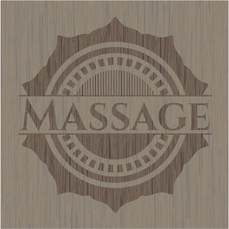 Massage wood icon or emblem