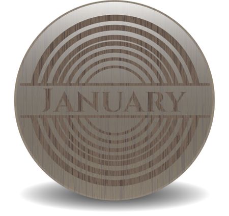 January vintage wood emblem