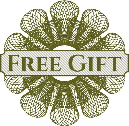 Free Gift inside money style emblem or rosette