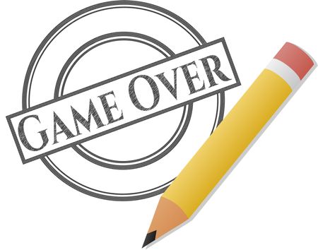 Game Over emblem drawn in pencil