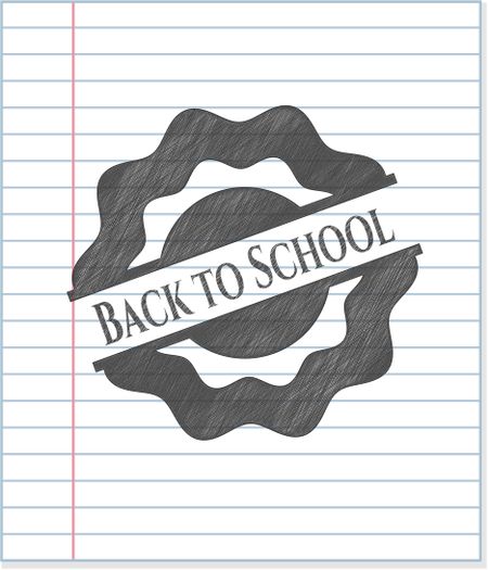 Back to School emblem drawn in pencil
