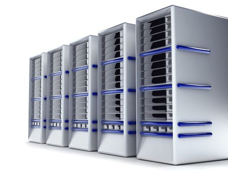 Servers of computers isolated over a white background