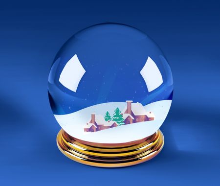 Christmassy crystal snow ball over blue background
