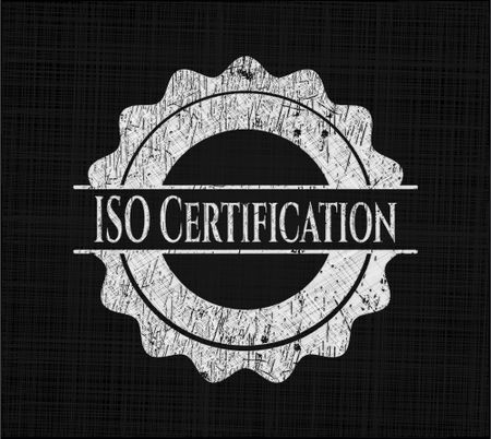 ISO Certification chalkboard emblem written on a blackboard
