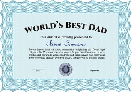 Best Dad Award. Superior design. With quality background. Border, frame.