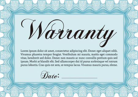 Warranty template. Good design. With complex background. Customizable, Easy to edit and change colors. 