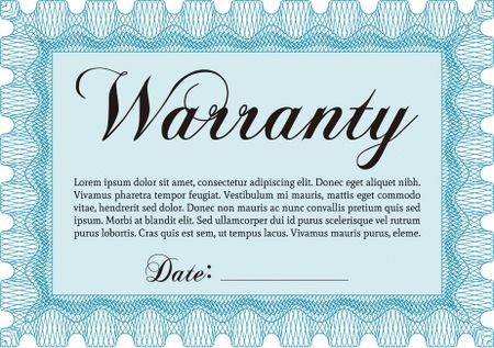 Warranty template. Good design. With complex background. Customizable, Easy to edit and change colors.