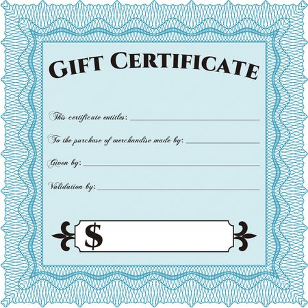 Gift certificate. Detailed. Easy to print. Nice design.