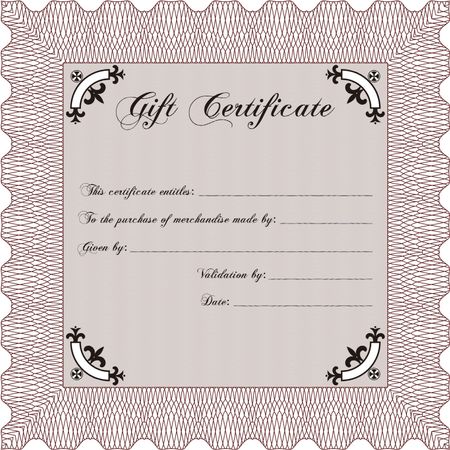Retro Gift Certificate. With background. Cordial design. Detailed. 