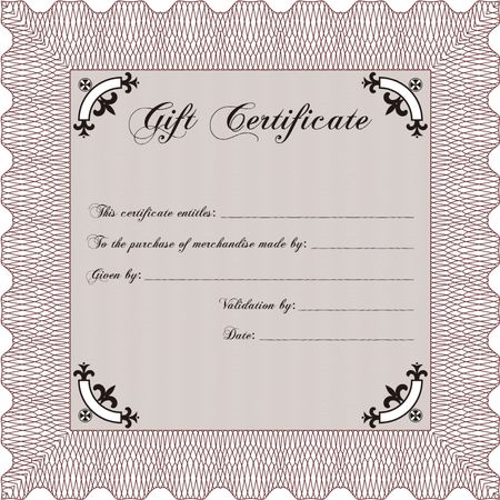 Retro Gift Certificate. With background. Cordial design. Detailed.