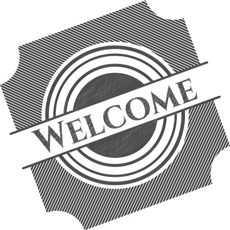 Welcome emblem with pencil effect