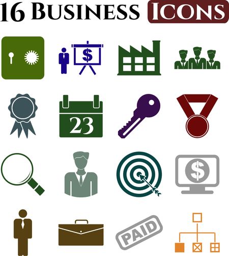 16 icon set. business Icons. Universal Modern Icons.