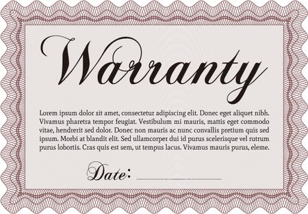 Sample Warranty. With linear background. Beauty design. Border, frame. 