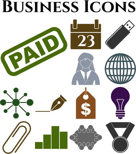 business icon set. 13 icons total. Universal Modern Icons.