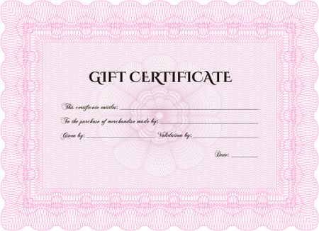 Modern gift certificate. With great quality guilloche pattern. Sophisticated design.