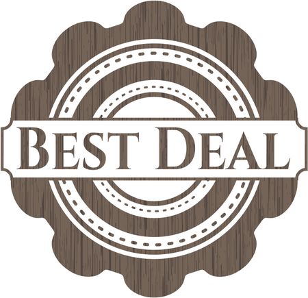 Best Deal badge with wood background