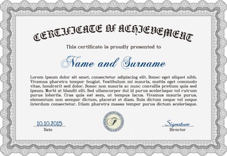 Grey Certificate template or diploma template. Beauty design. Vector pattern that is used in currency and diplomas.Complex background. 
