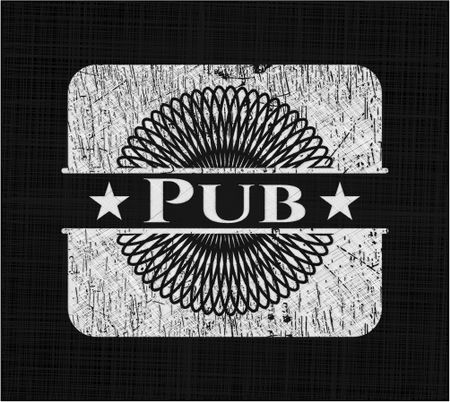 Pub chalkboard emblem on black board