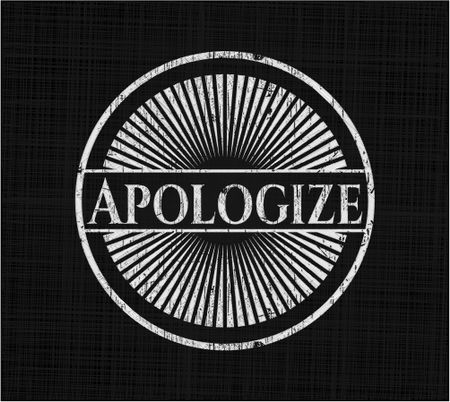 Apologize chalkboard emblem on black board