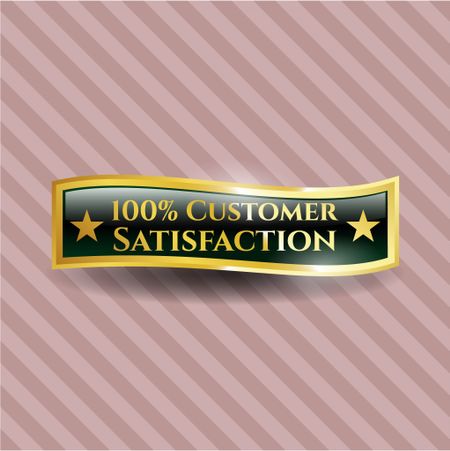 100% Customer Satisfaction gold shiny emblem